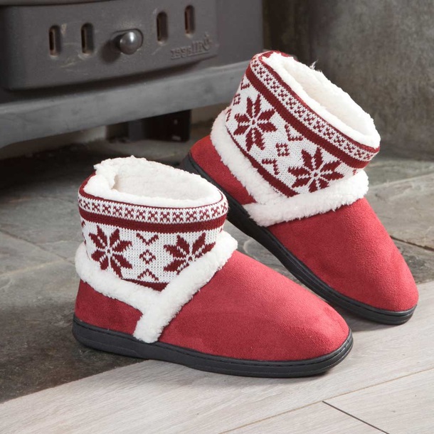 Easylife Nordic Slipper Boot in Burgundy, Size XL