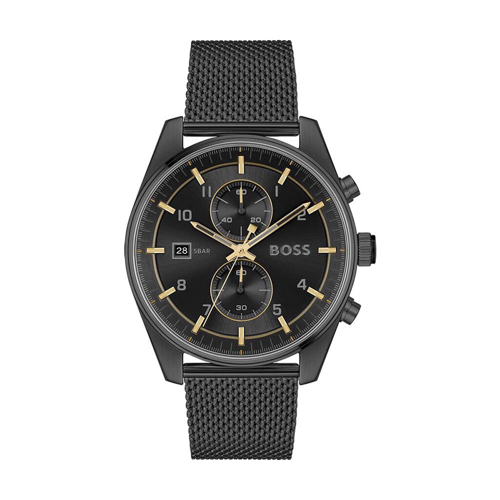 Hugo, Watches, Male, Black, ONE SIZE, Stainless Steel Dress Watch