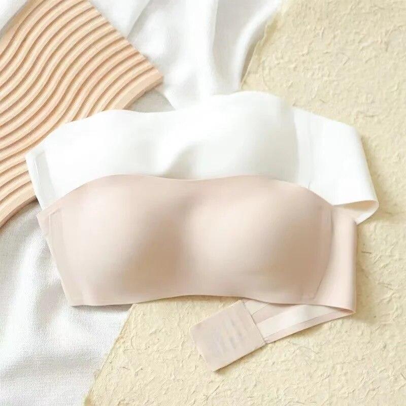 (white, S) Women's Bra Strapless Underwear Thin Non Slip Invisible Sexy Bra Soft Lingerie