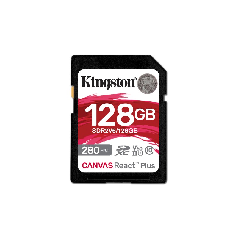 Kingston Canvas React Plus V60 UHS-II 128GB SD Memory Card with 280MB per Second Read Speed