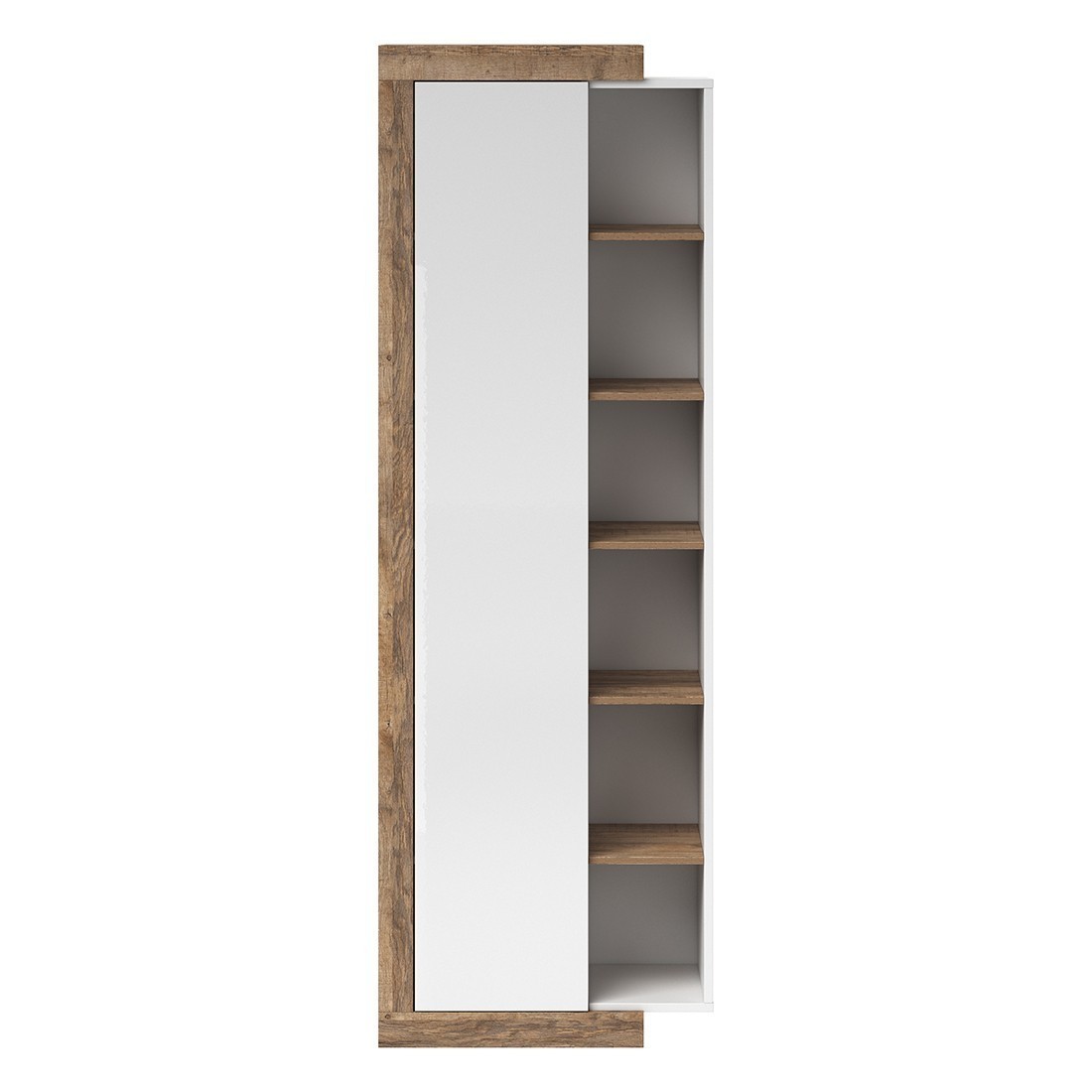 Ensemble De 5 Meubles De Salon Collection Sinatra. Couleur Chêne Et Blanc Brillant. - Marron - Bois thumbnail
