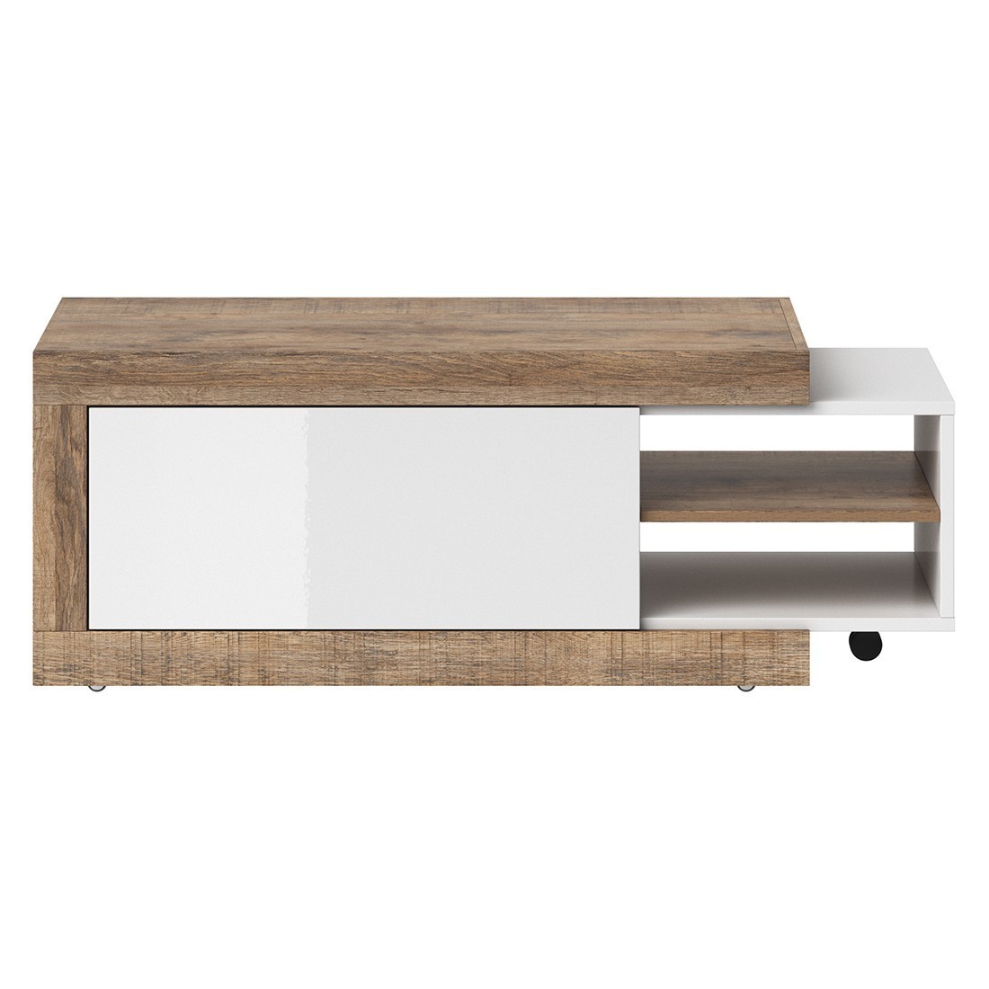 Ensemble De 5 Meubles De Salon Collection Sinatra. Couleur Chêne Et Blanc Brillant. - Marron - Bois thumbnail