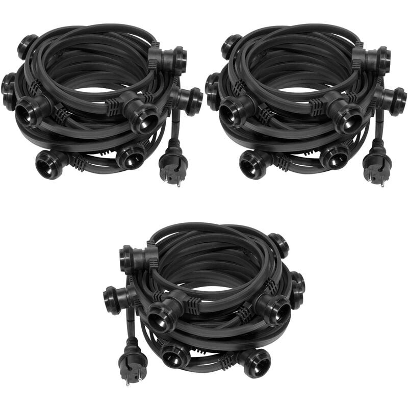 Guirlande Guinguette IP65 30m Noire Raccordable - Guirlande Lumineuse Pour Ampoule E27 30 Douilles - Guirlande Guinguette Extérieure Pour Terrasse Ja