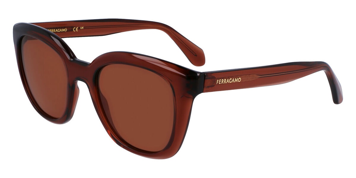 Transparent Brown Sunglasses Sf2000S 232- Female- Ferragamo- Sunglasses- Brown- 52 MM- Accessories