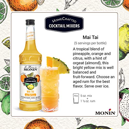 Monin - HomeCrafted Cocktail Mixers, Ready-to-Use Drink Mix, DIY Cocktail Variety Pack, Made with Real Fruit Juice, Just Add Alcohol (Mai Tai, Margari thumbnail