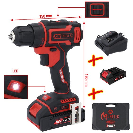 KS TOOLS 515.6400 Cordless Screwdriver with Dehumidifier Holder, RPM to: 15001/min, Torque to: 40Nm