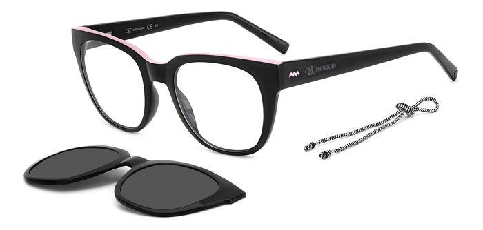 Missoni MMI 0134/CS with Clip-on 807/M9 Women’s Glasses Black Size 50 - Free Lenses - HSA/FSA Insurance - Blue Light Block Available