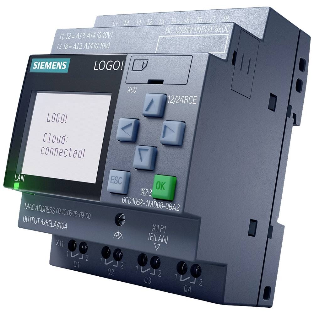 Siemens 6ED10521CC080BA2 LOGO! PLC Controller 24 V DC Cloud-ready