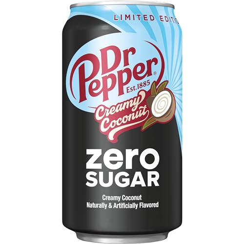 Dr Pepper Zero Sugar Creamy Coconut Soda, 12 Fl Oz Cans, 12 Pack thumbnail