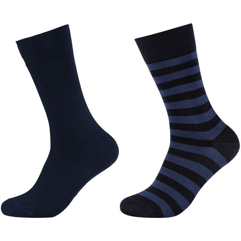 2er Pack Camano Soft Stripe Crew Socken Herren 5999 - Navy 39-42