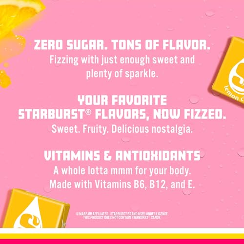 Sparkling Ice STARBURST Lemon, Zero Sugar Flavored Sparkling Water, with Vitamins and Antioxidants, Low Calorie Beverage, 17 Fl Oz Bottles (Pack of 12 thumbnail