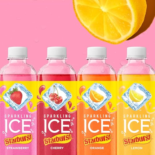 Sparkling Ice STARBURST Lemon, Zero Sugar Flavored Sparkling Water, with Vitamins and Antioxidants, Low Calorie Beverage, 17 Fl Oz Bottles (Pack of 12 thumbnail