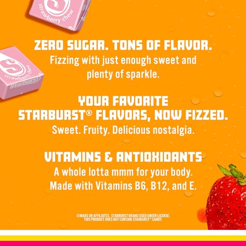 Sparkling Ice STARBURST Strawberry, Zero Sugar Flavored Sparkling Water, with Vitamins and Antioxidants, Low Calorie Beverage, 17 Fl Oz Bottles (Pack thumbnail