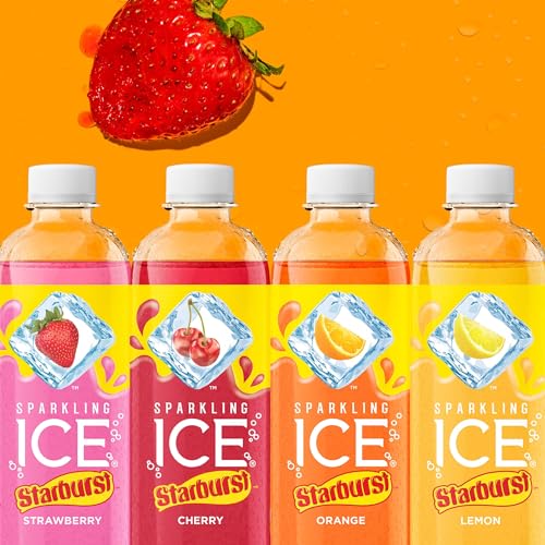 Sparkling Ice STARBURST Strawberry, Zero Sugar Flavored Sparkling Water, with Vitamins and Antioxidants, Low Calorie Beverage, 17 Fl Oz Bottles (Pack thumbnail