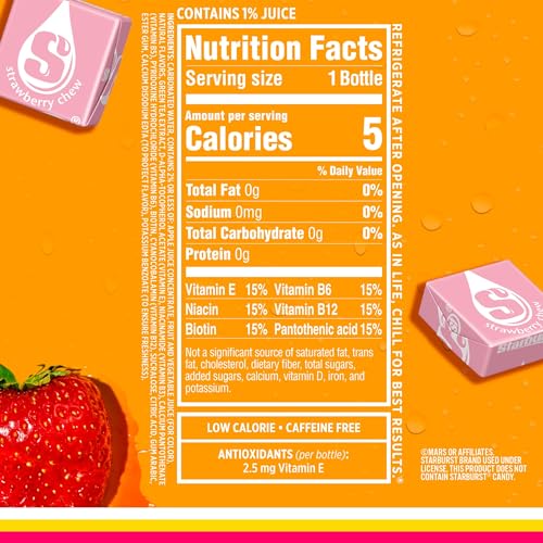Sparkling Ice STARBURST Strawberry, Zero Sugar Flavored Sparkling Water, with Vitamins and Antioxidants, Low Calorie Beverage, 17 Fl Oz Bottles (Pack thumbnail