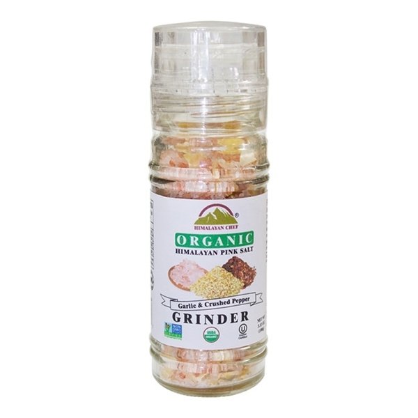 ORG-GR-5104 3.53 Oz Garlic & Crushed Pepper Pink Salt Glass Grinder