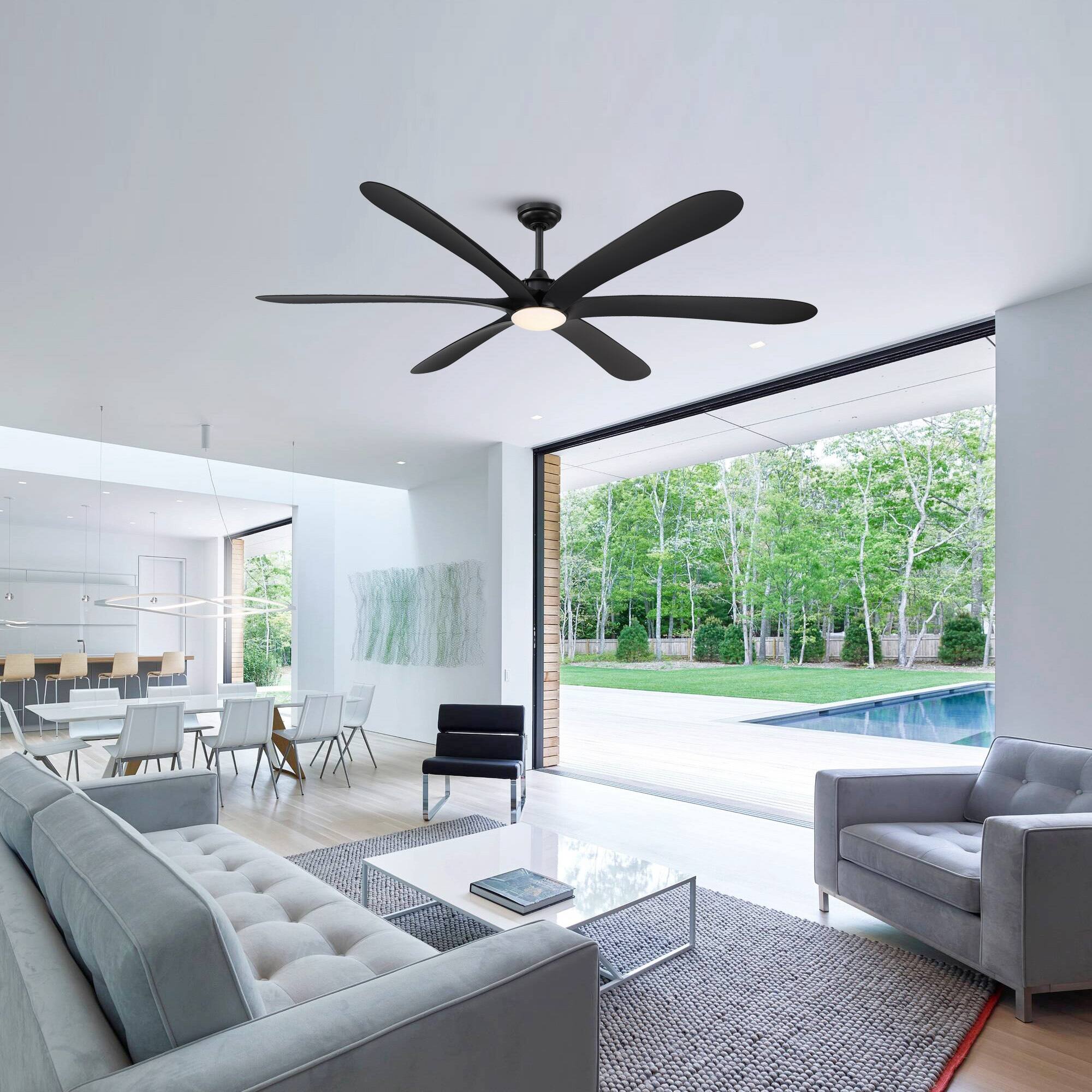 Parrot Uncle 72-inch Driftwood 6-Blade Large DC Ceiling Fan with Light and Remote Matte Black N/a Matte thumbnail