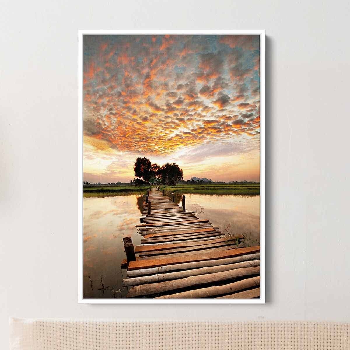 Orange Sunrise Bridge Wall Art Canvas 6331 thumbnail