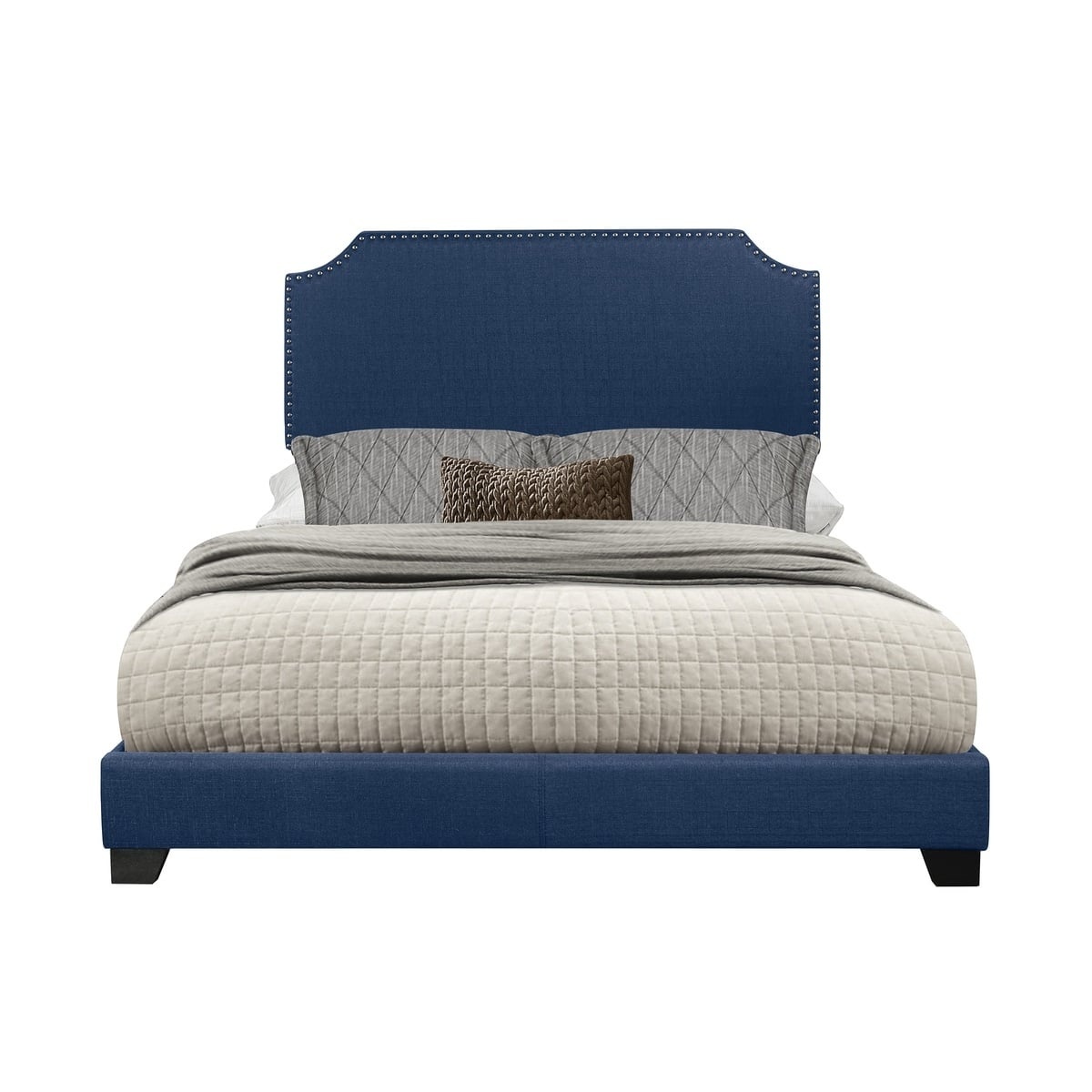 Wyman Blue Fabric Upholstered Panel Bed
