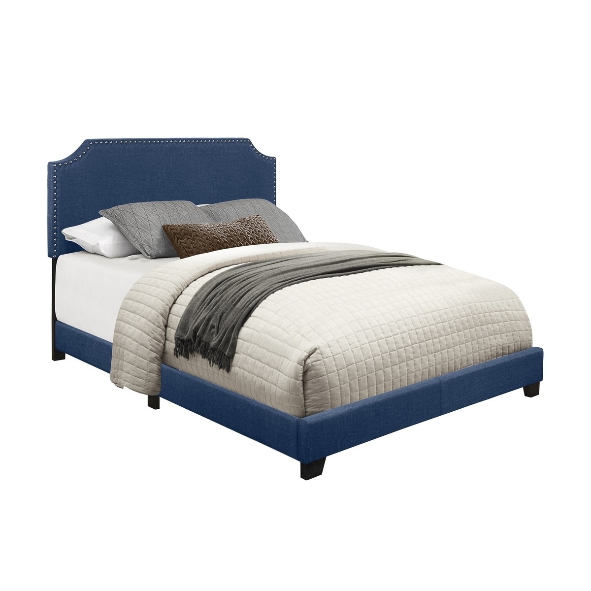 Wyman Blue Fabric Upholstered Panel Bed thumbnail