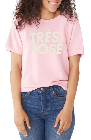 Women's Ban. Do Tres Rose Short Sleeve Sweatshirt, Size Large - Pink
