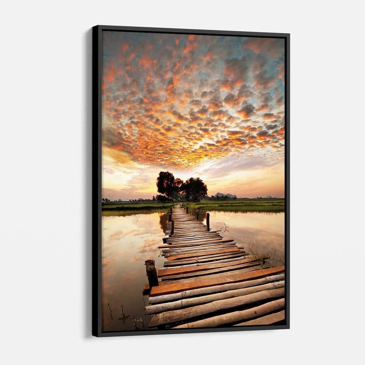 Orange Sunrise Bridge Wall Art Canvas 6331 thumbnail