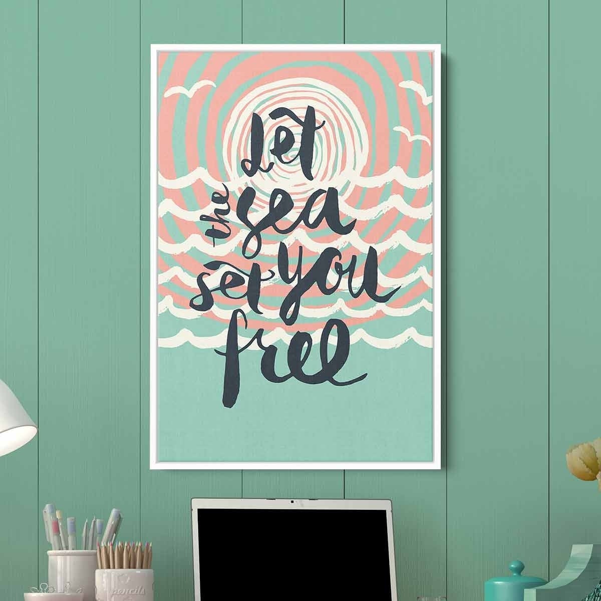 Turquoise Let the Sea Set You Free Wall Art Canvas 4962 thumbnail
