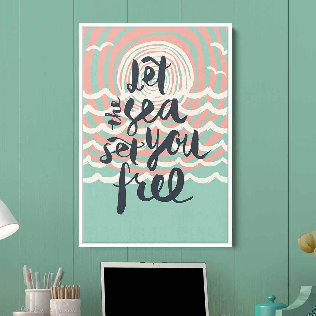 Turquoise Let the Sea Set You Free Wall Art Canvas 4962 thumbnail