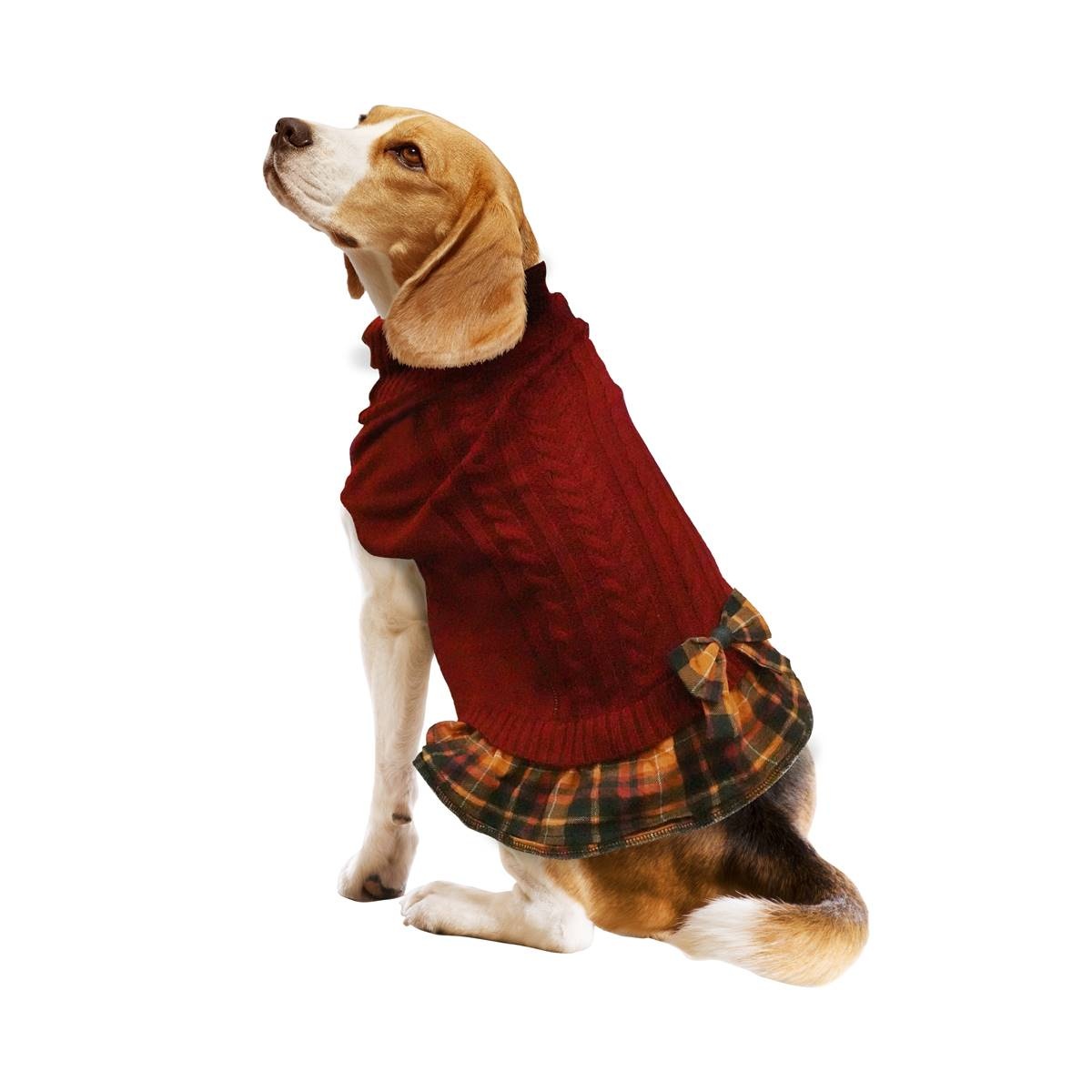 Best Furry Friends Sweater Dress for Dogs or Cats  Cider Plaid  X-Large