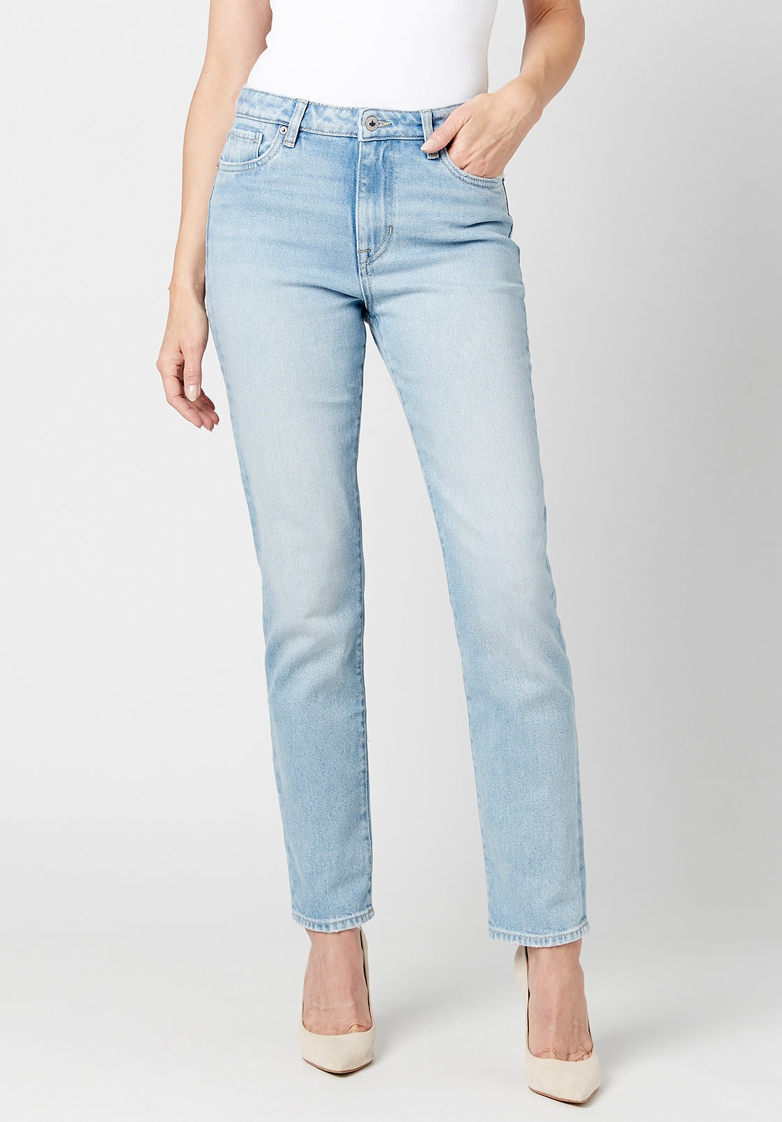 Buffalo Jeans Women's High Rise Straight Jayden Jeans, Light & Soft Blue - Size: 33 thumbnail