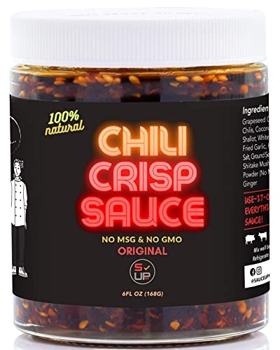 SAUCE up 100% Natural Artisan Chili-Crisp 6oz- Premium 13 Ingredients, Vegan, Keto, GF, Zero Msg, Flavor Bomb, Crafted in NYC(Hot, Sweet, Crispy, Umam