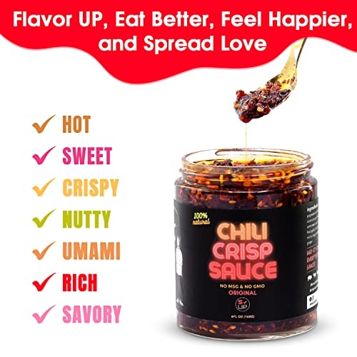SAUCE up 100% Natural Artisan Chili-Crisp 6oz- Premium 13 Ingredients, Vegan, Keto, GF, Zero Msg, Flavor Bomb, Crafted in NYC(Hot, Sweet, Crispy, Umam thumbnail
