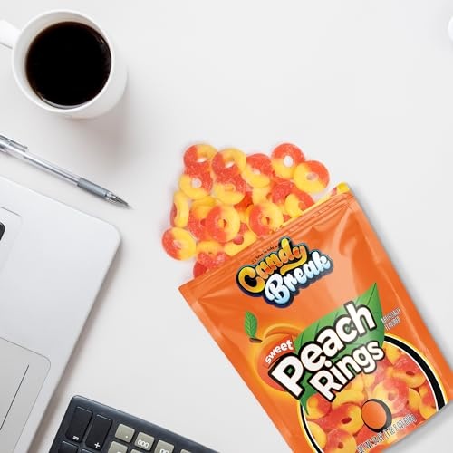 Candy Break Fruity Sweet Peach Rings Gummy Candy - 24 Oz Share Size Resealable Bags - Sweet & Chewy Gift Snacks for Kids & Grown Ups (Pack of 1) thumbnail