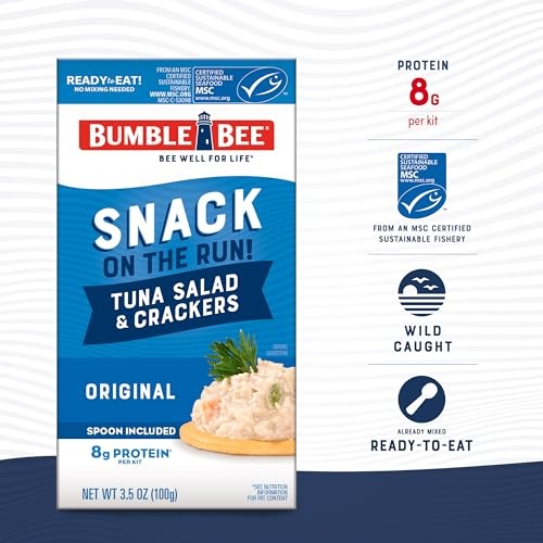 (4 Pack) Bumble Bee Snack on the Run Tuna Salad with Crackers Kit  Wild Caught  Ready to Eat  8g Protein per Serving  Shelf Stable Box  3.5 Oz  (4 Pac thumbnail