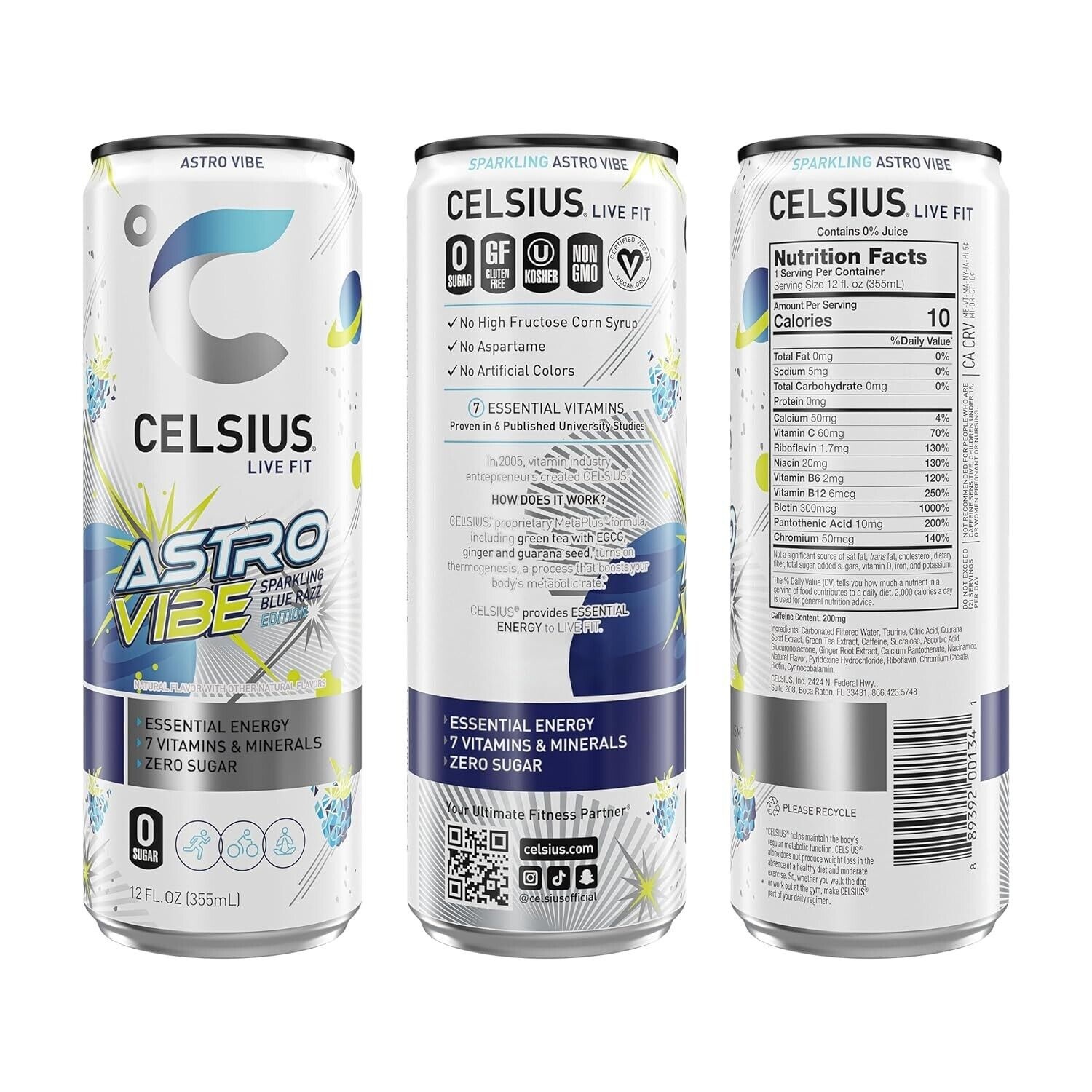 CELSIUS Sparkling Astro Vibe, Functional Essential Energy Drink 12 Fl Oz thumbnail
