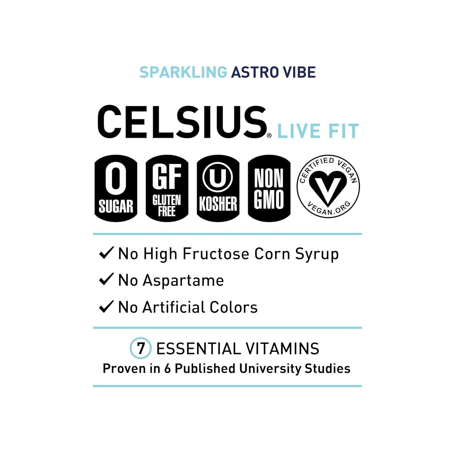 CELSIUS Sparkling Astro Vibe, Functional Essential Energy Drink 12 Fl Oz thumbnail