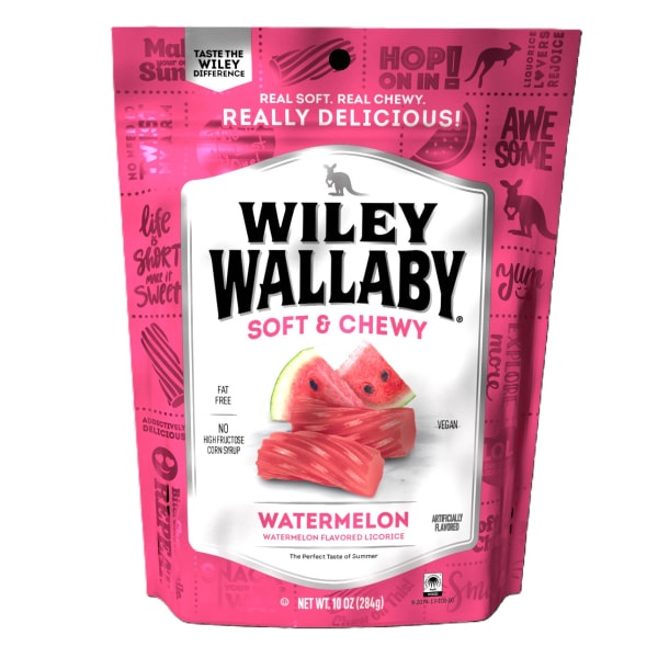 Wiley Wallaby Classic Watermelon Licorice, 10 Oz, Pack of 10 Candy Bags