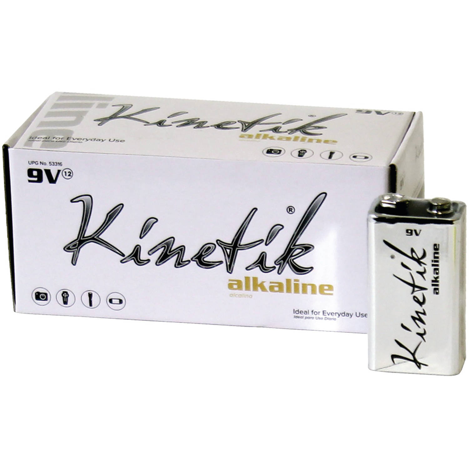 Kinetik 53316 9-Volt Alkaline Batteries, 12-Pack