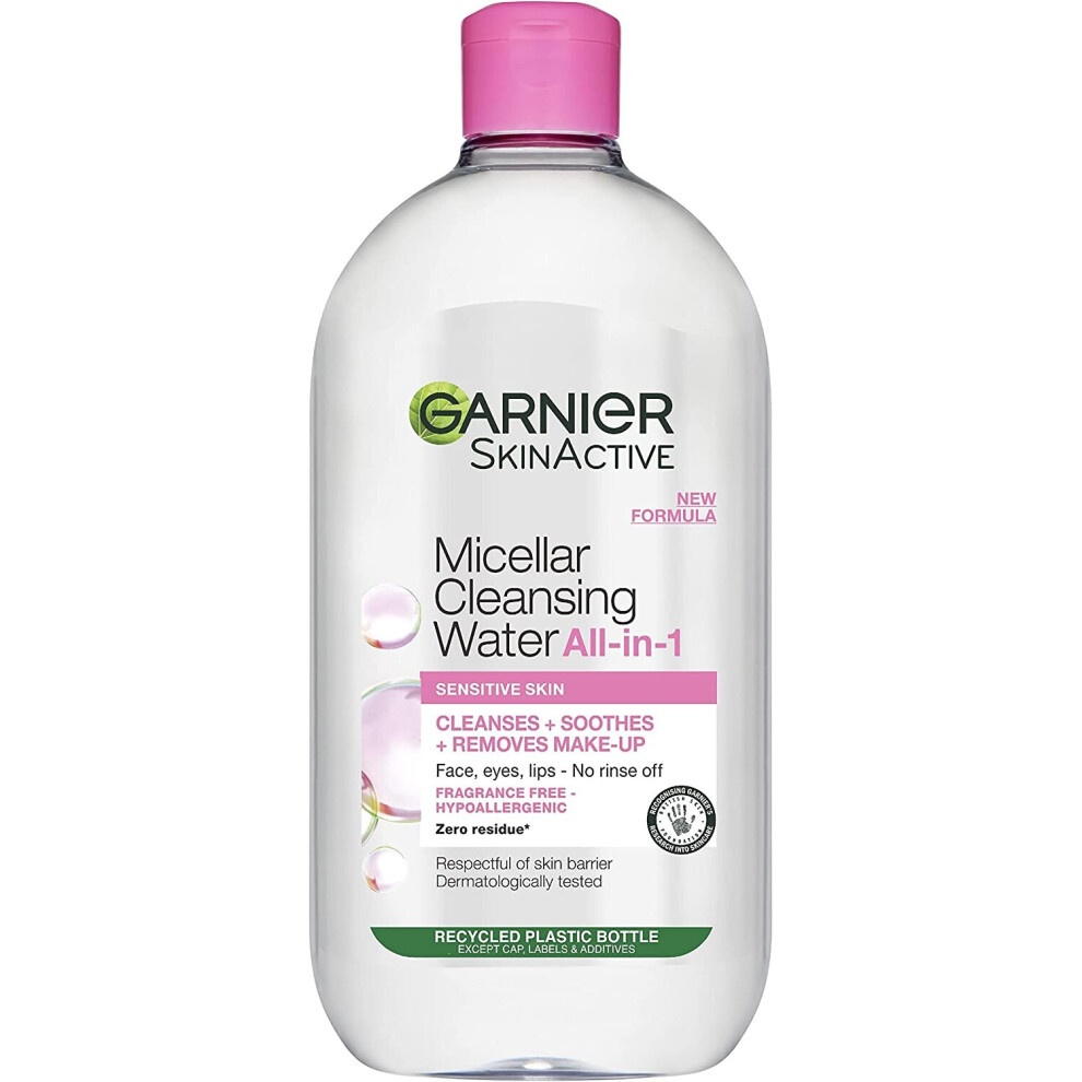 Garnier Micellar Cleansing Water for Sensitive Skin 700ml, Gentle Face Cleanser & Makeup Remover, Fragrance Recognised by the British Skin Foundation