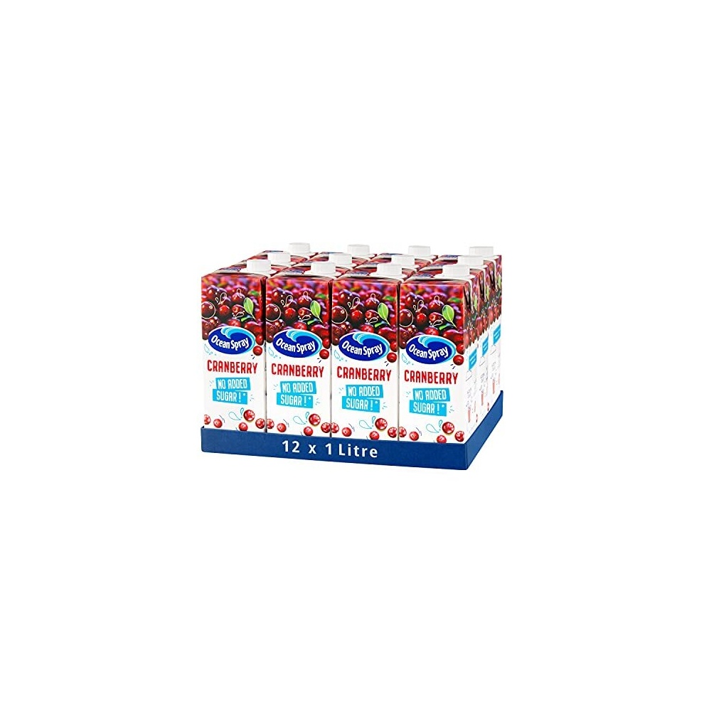 Ocean Spray Classic Cranberry Juice with No Added Sugar, 1L Carton (12-Pack)