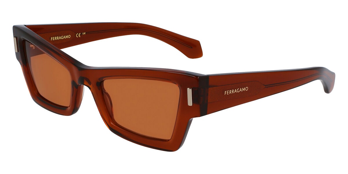 Ferragamo, Sunglasses, Female, Brown, 53 MM, Transparent Brown Sunglasses Sf2006S 232