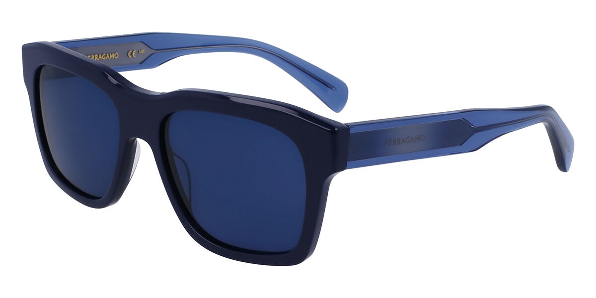 Rectangular Sunglasses- Male- Ferragamo- Sunglasses- Blue- ONE SIZE- Accessories