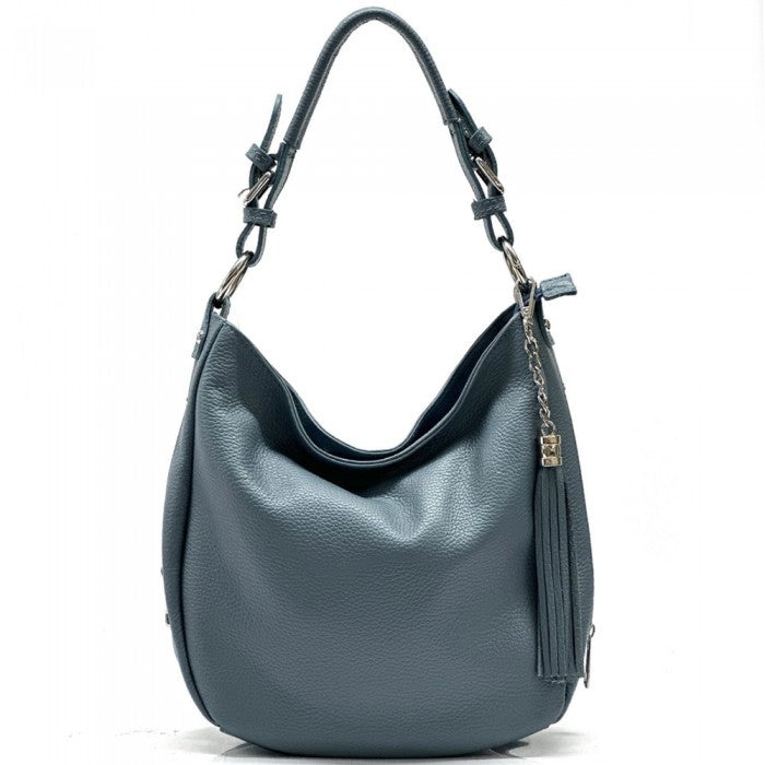 113-6505-Azure Italain Artisan Giulio Womens Handcrafted Shoulder Handbag in Genuine Calfskin Leather, Azure - Medium