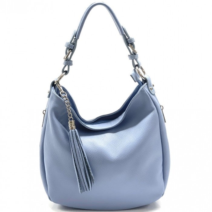 113-6505-LightCyan Italain Artisan Giulio Womens Handcrafted Shoulder Handbag in Genuine Calfskin Leather, Light Cyan - Medium
