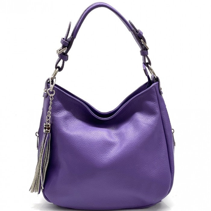 113-6505-Purple Italain Artisan Giulio Womens Handcrafted Shoulder Handbag in Genuine Calfskin Leather, Purple - Medium