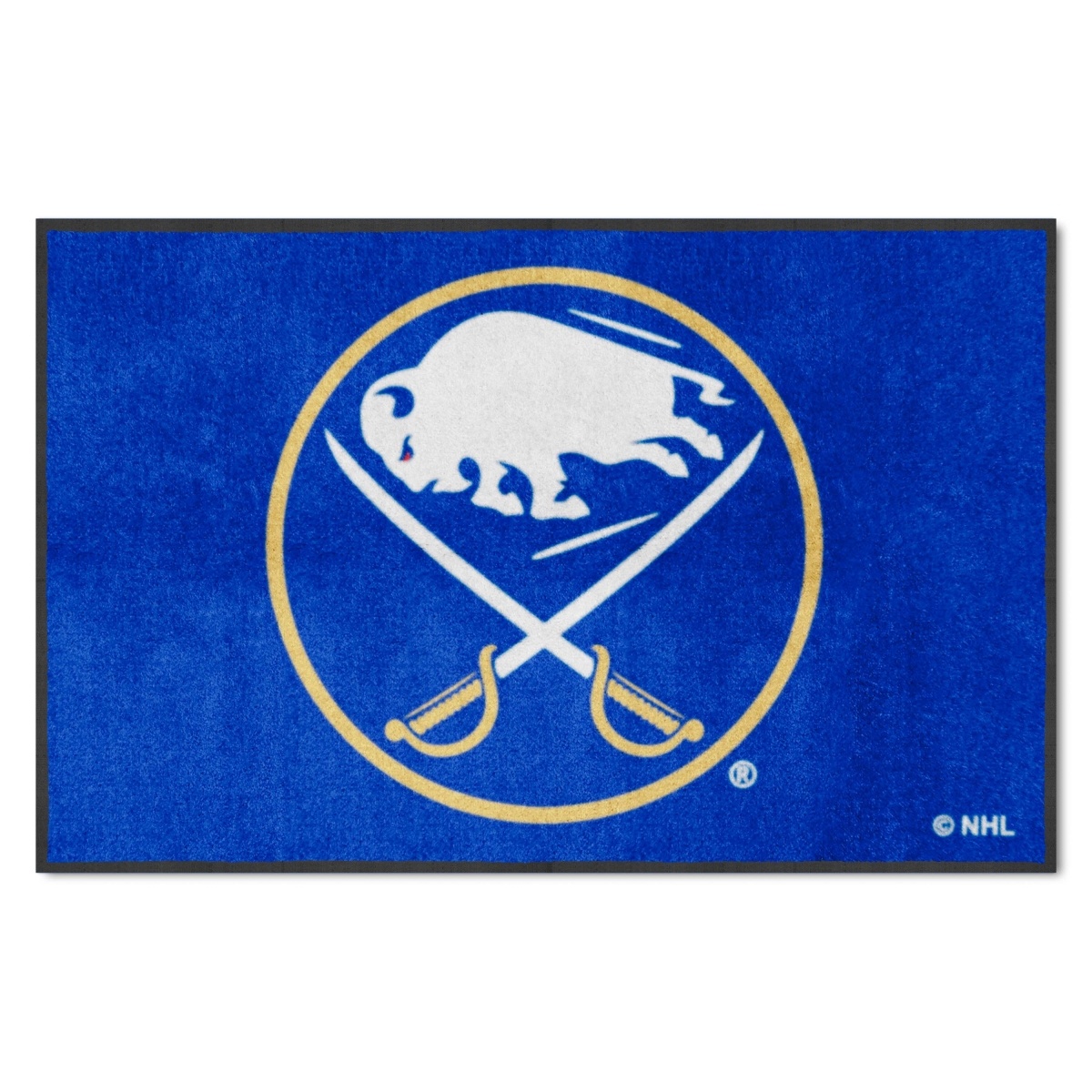 12837 4 X 6 Ft. Buffalo Sabres High-Traffic Mat with Durable Rubber Backing - Landscape Orientation, Blue