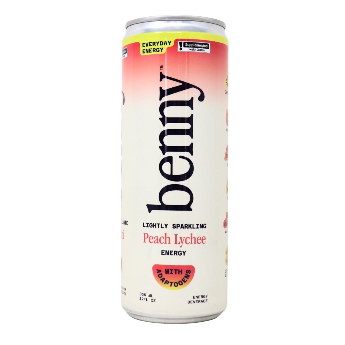 Benny Peach Lychee Lightly Sparkling Energy Drink - 12 Fl Oz Can