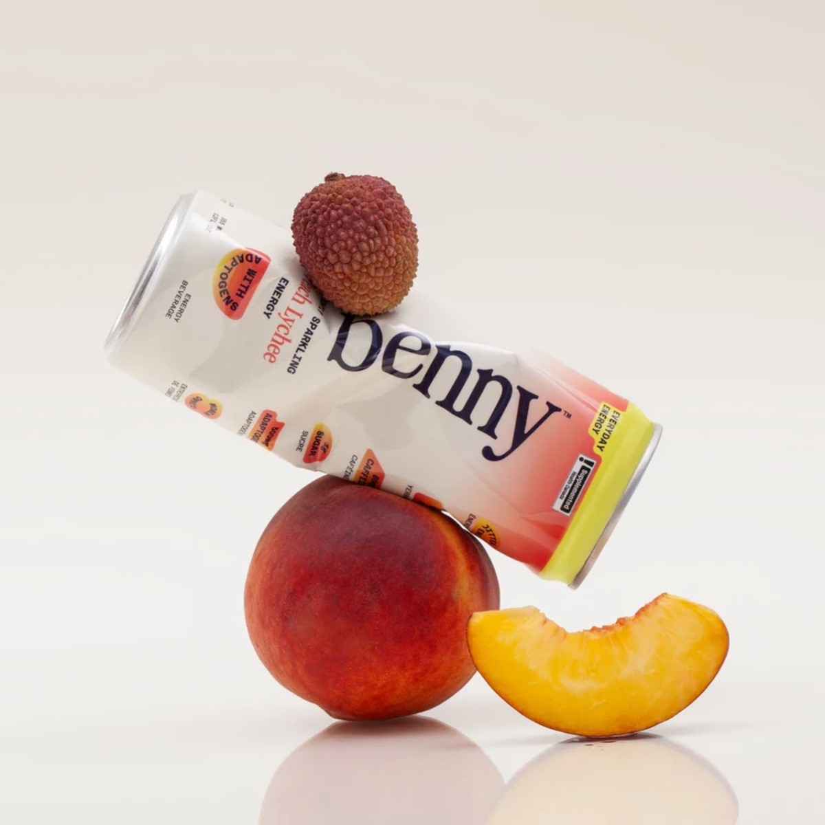 Benny Peach Lychee Lightly Sparkling Energy Drink - 12 Fl Oz Can thumbnail