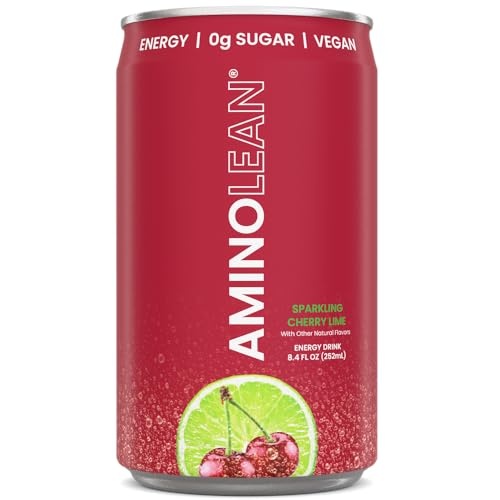 AminoLean Energy Drink MINIS – Sugar Free Anytime Energy with Natural Caffeine & Vegan Amino Acids for No Jitters, Tingles, or Crash, Cherry Lime, 8 thumbnail