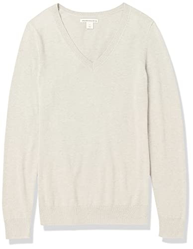 Amazon Essentials Women's Classic-Fit Lightweight Long-Sleeve V-Neck Sweater (Available in Plus Size), Oatmeal Heather, Medium thumbnail